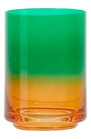 Lateral Objects Gradient Drinking Glass In Green And Orange