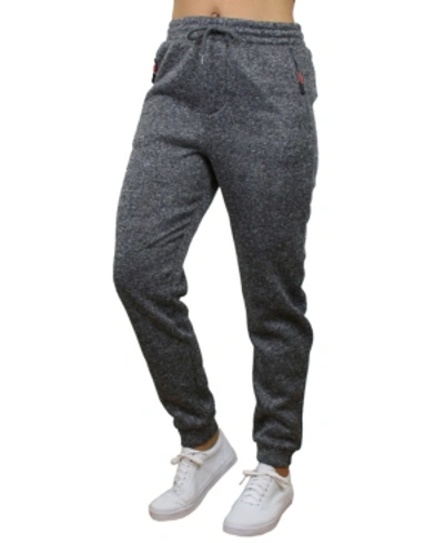 Galaxy By Harvic Women's Loose Fit Marled Fleece Joggers With Zipper Side Pockets In Gray
