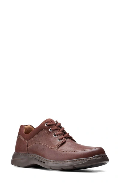 Clarksr Unstructured Brawley Moc Toe Derby In Mahogany Tumbled Leather