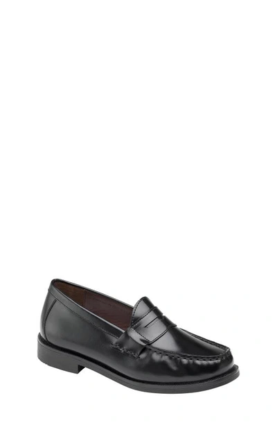 Johnston & Murphy Kids' Hayes Penny Loafer In Black Brush-off Leather