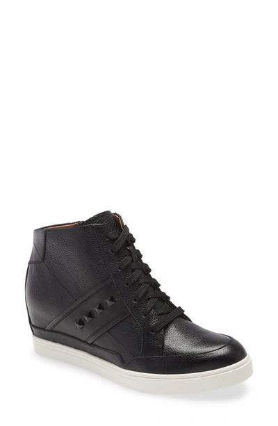 Linea Paolo Nash Wedge Sneaker In Black Leather