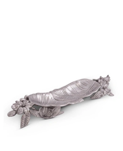 Arthur Court Designs Aluminum Magnolia Flower Centerpiece Tray In Silver