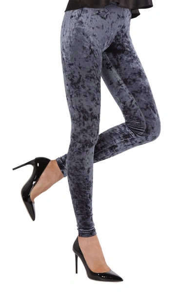 Memoi Crushed Velvet Leggings In Navy