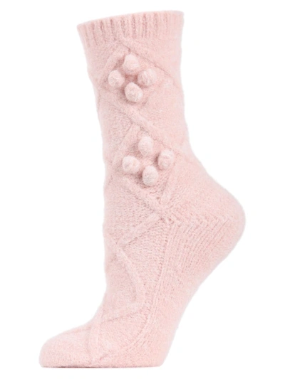 Memoi Blissful Bubble Warm Women's Crew Socks In Pink