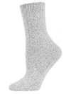 Memoi Pretty Glitter Plush Women's Crew Socks In Light Grey