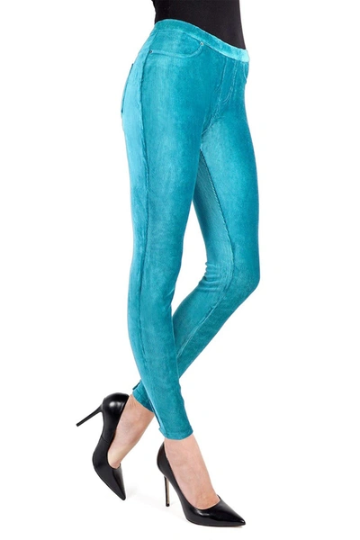 Memoi Thin Ribbed Corduroy Leggings In Ocean Depths