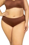 Curvy Couture Tulip Lace Trim Briefs In Chocolat