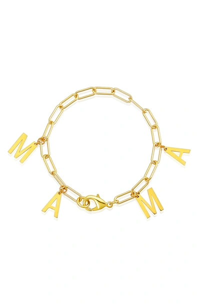 Adornia Gold Vermeil 'mama' Paper Clip Chain Bracelet In Yellow