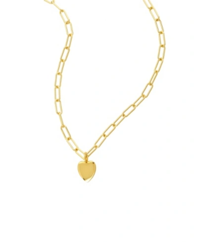 Adornia Paper Clip Chain Heart Pendant Necklace In Yellow
