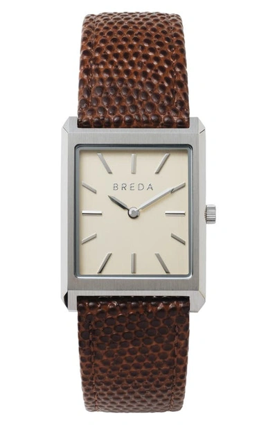 Breda Virgil Leather Strap Watch, 26mm In Silver/brown