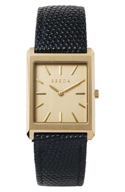 Breda Virgil Leather Strap Watch, 26mm In Gold/black