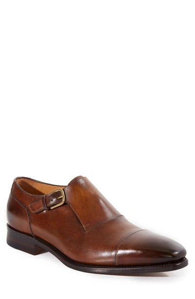 Paul Stuart Giordano Monk-strap Leather Shoes In Tan