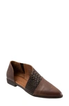 Bueno Blake Half D'orsay Leather Flat In Brown Snake Print Leather