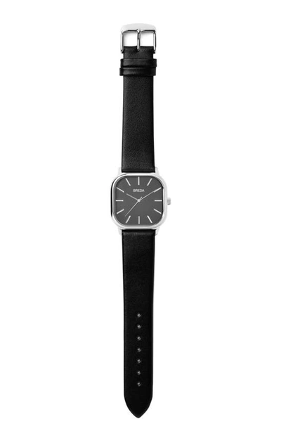 Breda Visser Leather Strap Watch, 35mm In Silver/ Black