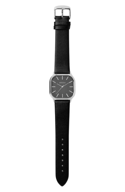 Breda Visser Leather Strap Watch, 35mm In Silver/ Black