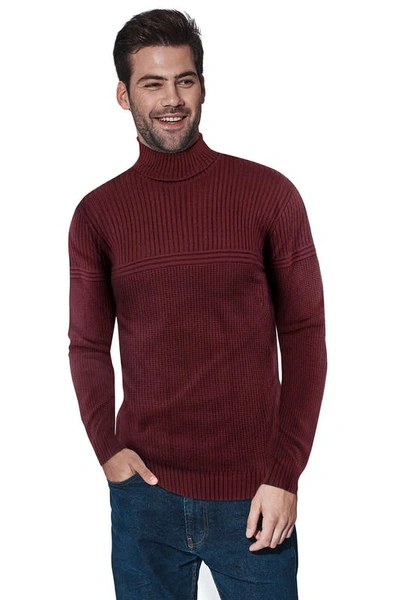 X-ray X Ray Cable Knit Turtleneck Sweater In Burgundy