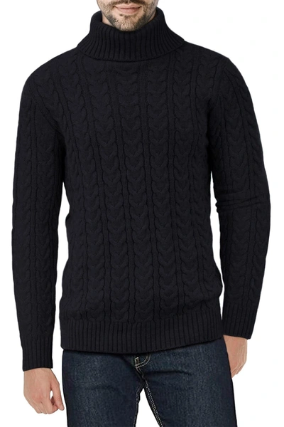 X-ray Cable Knit Turtleneck Sweater In Black