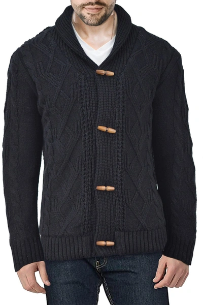 X-ray Shawl Collar Cable Knit Cardigan In Black