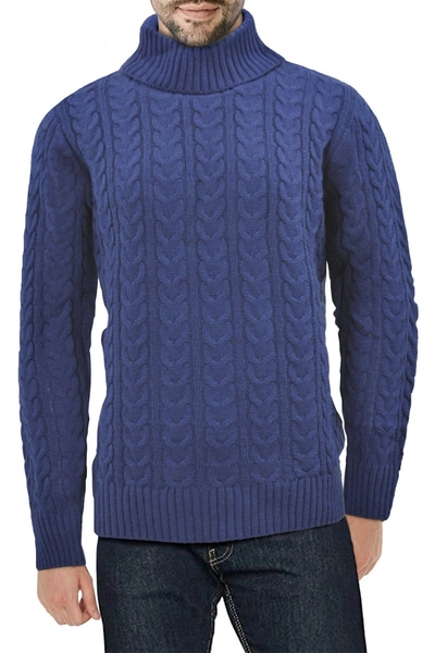 X-ray Cable Knit Turtleneck Sweater In Navy