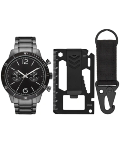 Folio Men's Gunmetal Stainless Steel Bracelet Watch 46mm Gift Set