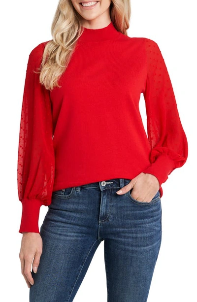 Cece Clip Dot Sleeve Cotton Blend Sweater In Multi