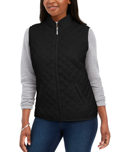 Karen Scott Solid Puffer Vest In Malbec