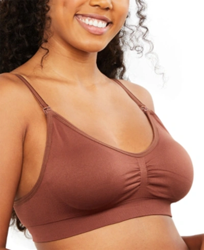 Motherhood Maternity Plus Size Seamless Clip Down Maternity And Nursing Bra In Brown
