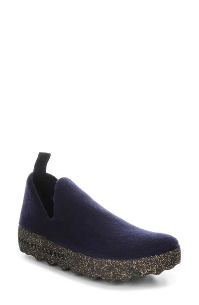 Fly London City Slip-on In Navy Tweed/ Felt