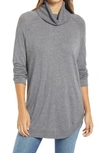Caslonr Turtleneck Tunic Sweater In Grey Dark Heather