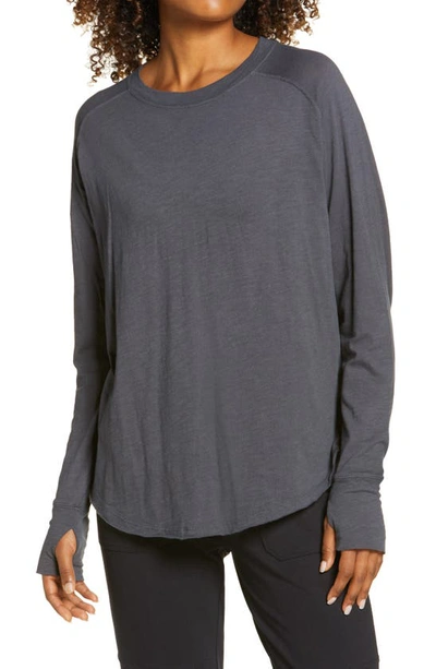 Zella Relaxed Long Sleeve T-shirt In Grey Forged