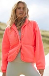 Free People Fp Movement Hit The Slopes Fleece Jacket In Neon Coral