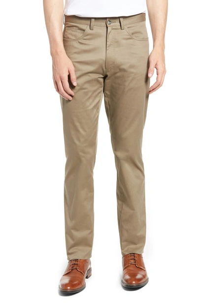 Berle Charleston Flat Front Stretch Cotton Dress Pants In Dk Khaki