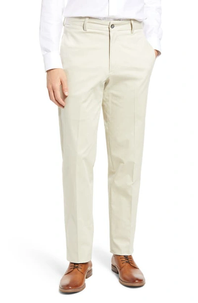 Berle Charleston Flat Front Stretch Cotton Dress Pants In Stone