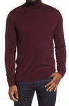 Nordstrom Men's Shop Washable Merino Wool Turtleneck In Burgundy Fudge