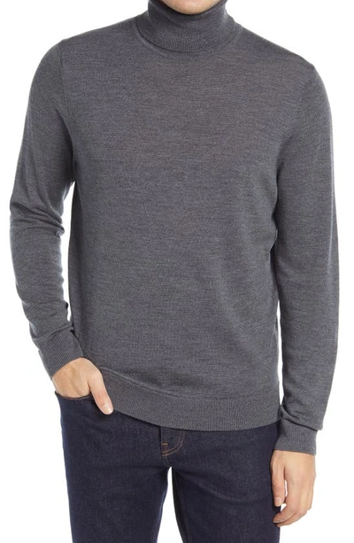Nordstrom Men's Shop Washable Merino Wool Turtleneck In Grey Magnet Heather