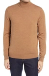 Nordstrom Men's Shop Washable Merino Wool Turtleneck In Brown Bear Heather