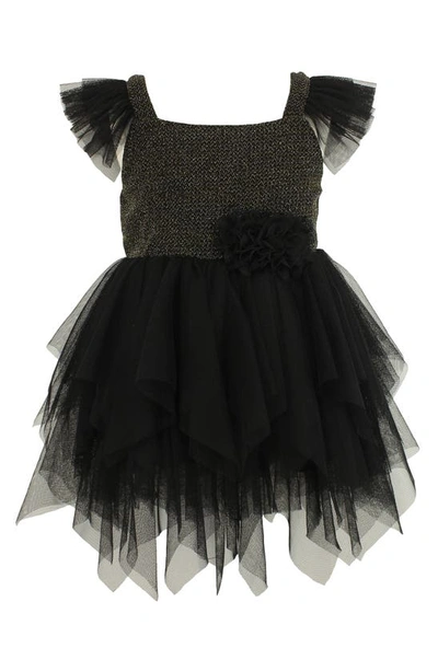 Popatu Kids' Shimmer Bodice Tulle Dress In Black