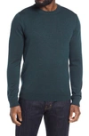 Nordstrom Men's Shop Washable Merino Crewneck Sweater In Green Scarab Heather
