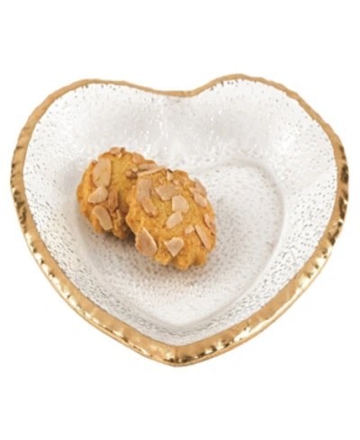 Badash Crystal Gold Edge Heart Plate 7.5" In Cleargold