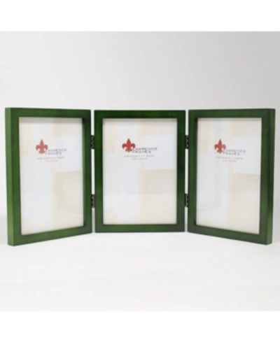 Lawrence Frames Hinged Triple Green Wood Picture Frame