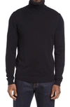 Nordstrom Men's Shop Washable Merino Wool Turtleneck In Black Caviar