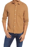 Kato Slim Fit Double Gauze Organic Cotton Button-up Shirt In Camel