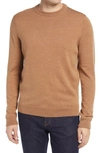 Nordstrom Men's Shop Washable Merino Crewneck Sweater In Brown Bear Heather