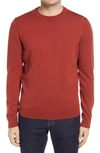 Nordstrom Men's Shop Washable Merino Crewneck Sweater In Burgundy Russet