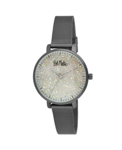 Bob Mackie Women's Black Alloy Bracelet Glitter Dial Mesh Watch, 32mm