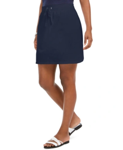 Karen Scott Petite Solid Double-button Knit Skort, Created For Macy's In Intrepid Blue