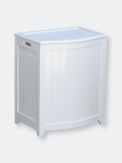 Oceanstar Bowed Front Veneer Laundry Wood Hamper With Interior Bag In White