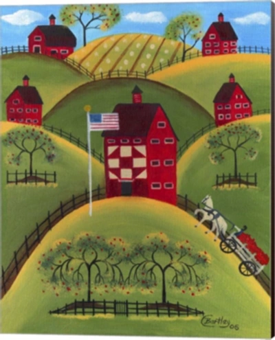 Metaverse Red Apple Quilt Barns By Cheryl Bartley Canvas Art In Multi