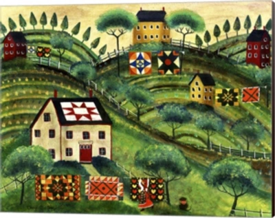 Metaverse Mama's Country Quilt Houses On Harvest Hills By Cheryl Bartley Canvas Art In Multi