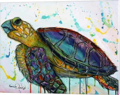 Metaverse Sea Turtle Paint Splotches By Karrie Evenson Canvas Art In Multi